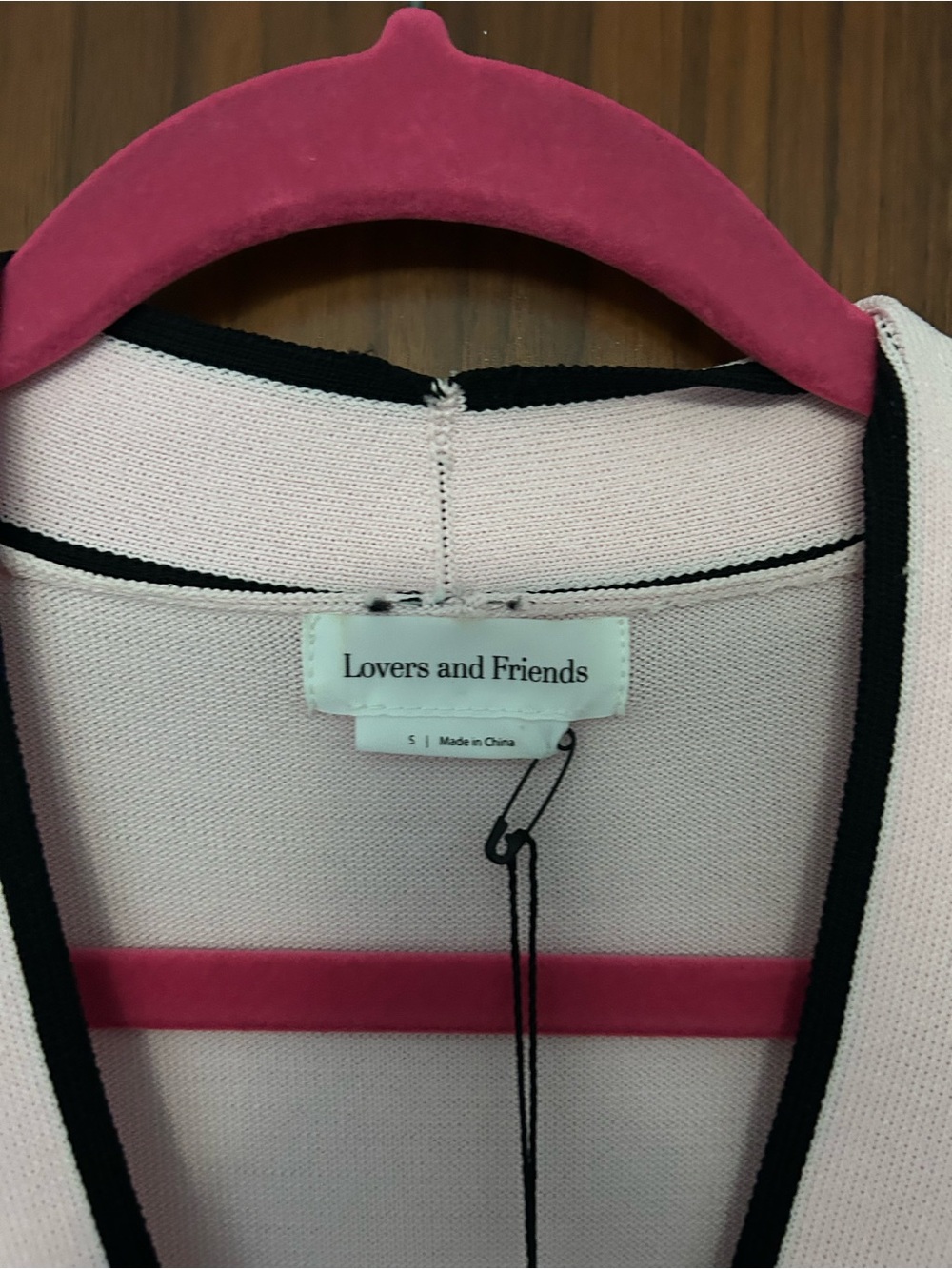 REVOLVE Pink Knit Belted Cardigan Mini with Black Trim - Picture 4 of 4